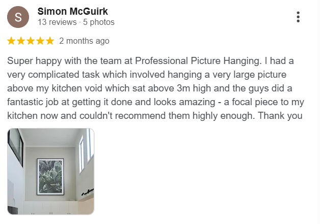 Simon McGuirk — 5-star Google review, high kitchen void install