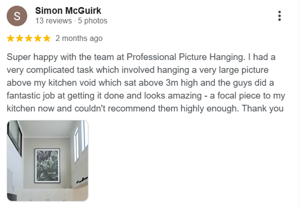 Simon McGuirk — 5-star Google review, high kitchen void install